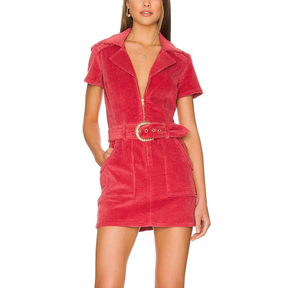 Show Me Your Mumu Outlaw Belted Dress in Rose Corduroy Size L